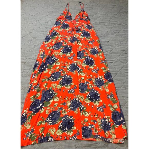 Forever 21 Red Floral Maxi Dress Women’s Size Large NWT - Picture 2 of 6